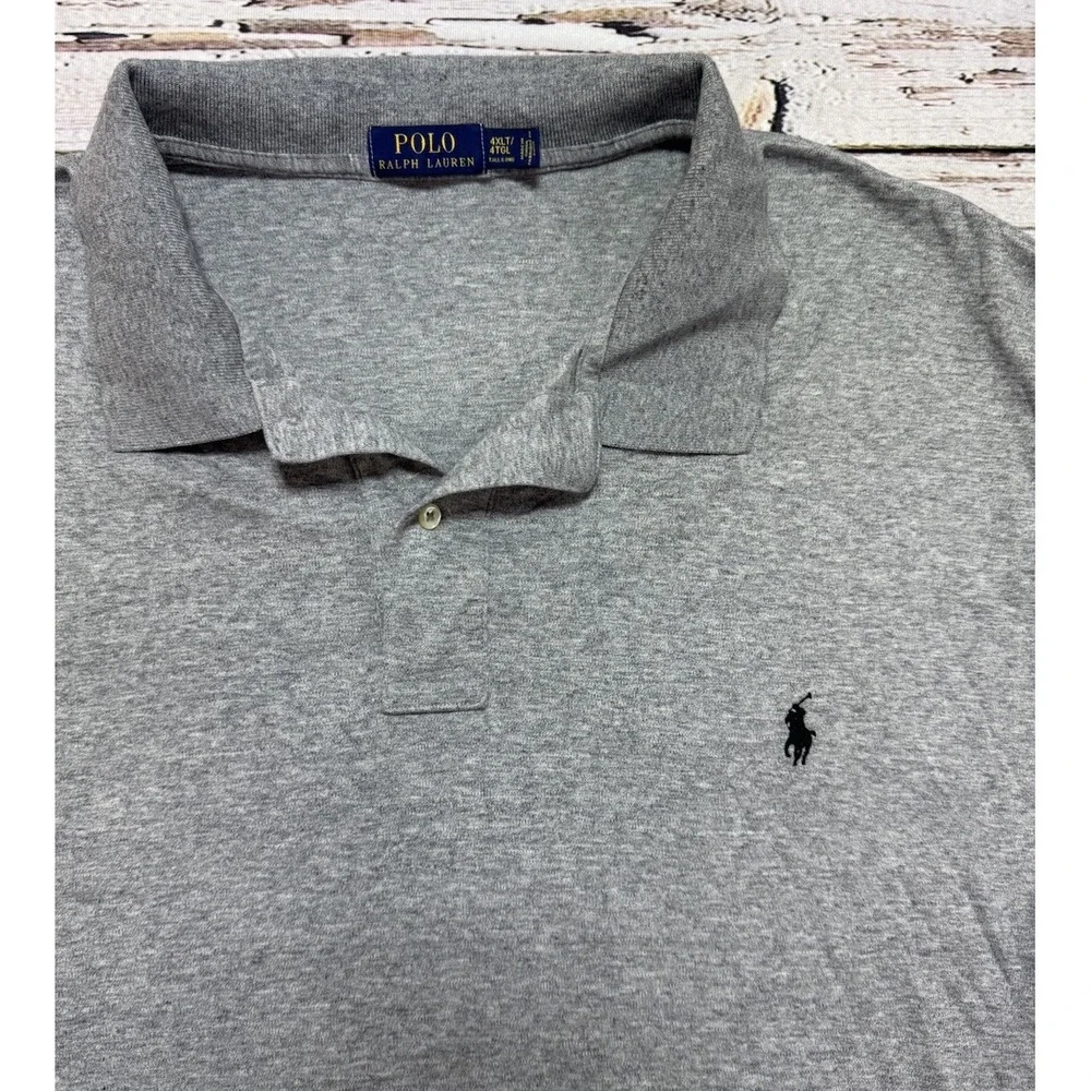 Polo Ralph Lauren Men's 4XLT Gray Short Sleeve Polo Shirt 100% Cotton